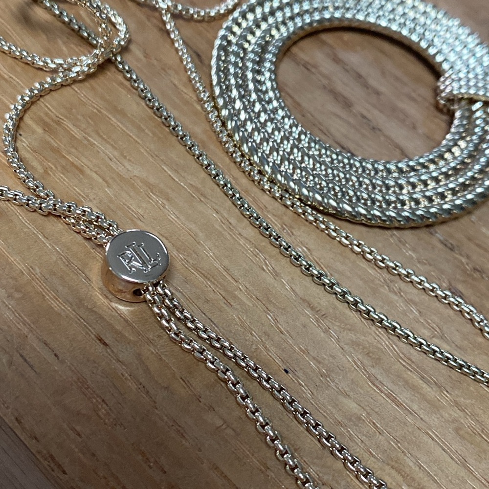 Lauren Ralph Lauren Gold-Tone Rope Multi-Row Open Circle 36” Pendant Necklace - Picture 14 of 16